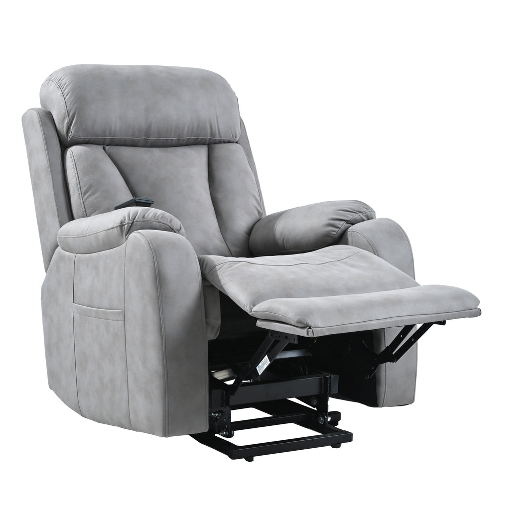 Fauteuil inclinable électrique en tissu pour personnes âgées, avec télécommande, coussin rembourré, poche latérale et cadre robuste