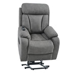 Fauteuil inclinable électrique en tissu pour personnes âgées, avec télécommande, coussin rembourré, poche latérale et cadre robuste