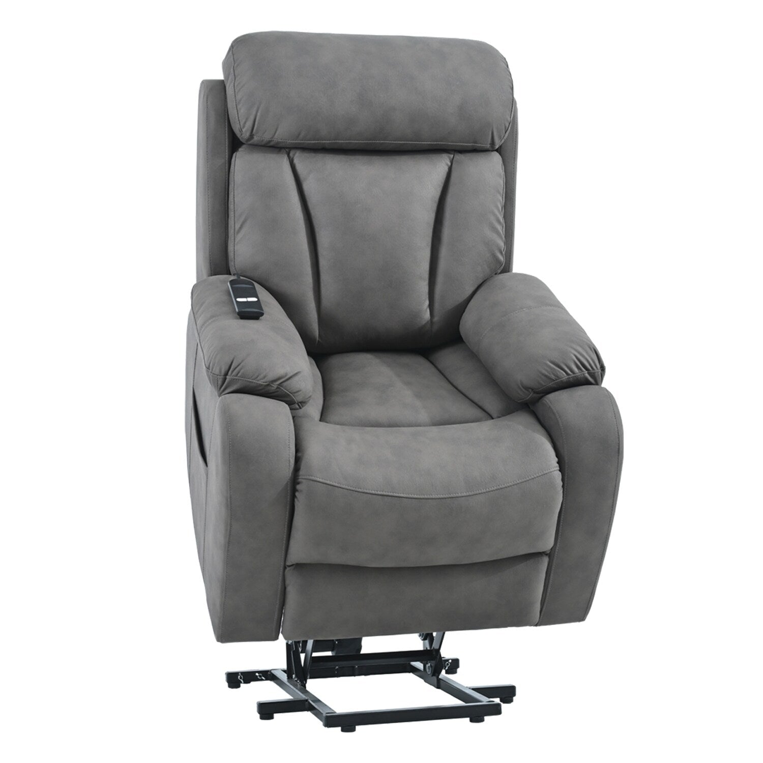 Fauteuil inclinable électrique en tissu pour personnes âgées, avec télécommande, coussin rembourré, poche latérale et cadre robuste