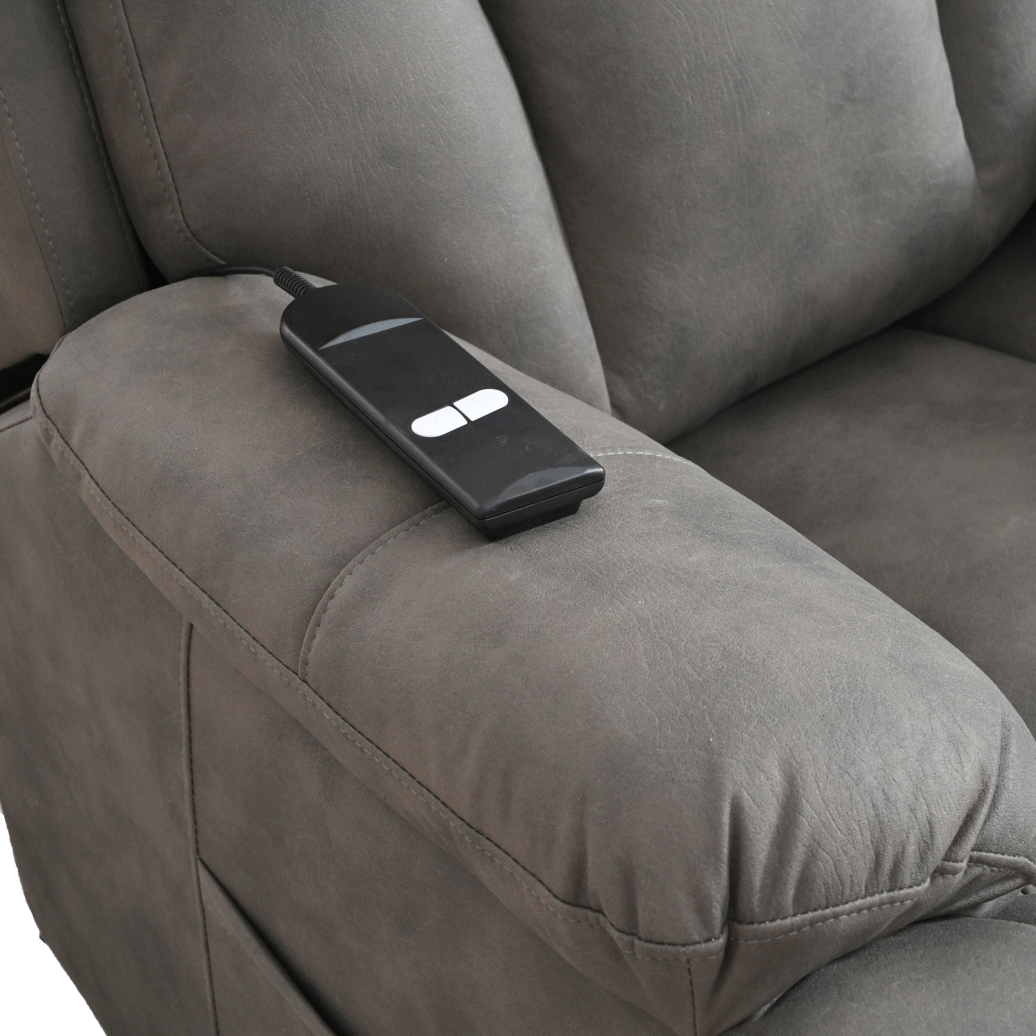 Fauteuil inclinable électrique en tissu pour personnes âgées, avec télécommande, coussin rembourré, poche latérale et cadre robuste