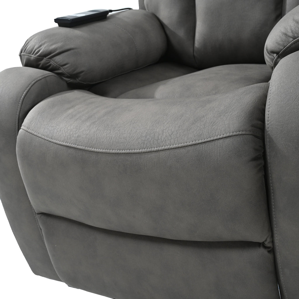 Fauteuil inclinable électrique en tissu pour personnes âgées, avec télécommande, coussin rembourré, poche latérale et cadre robuste