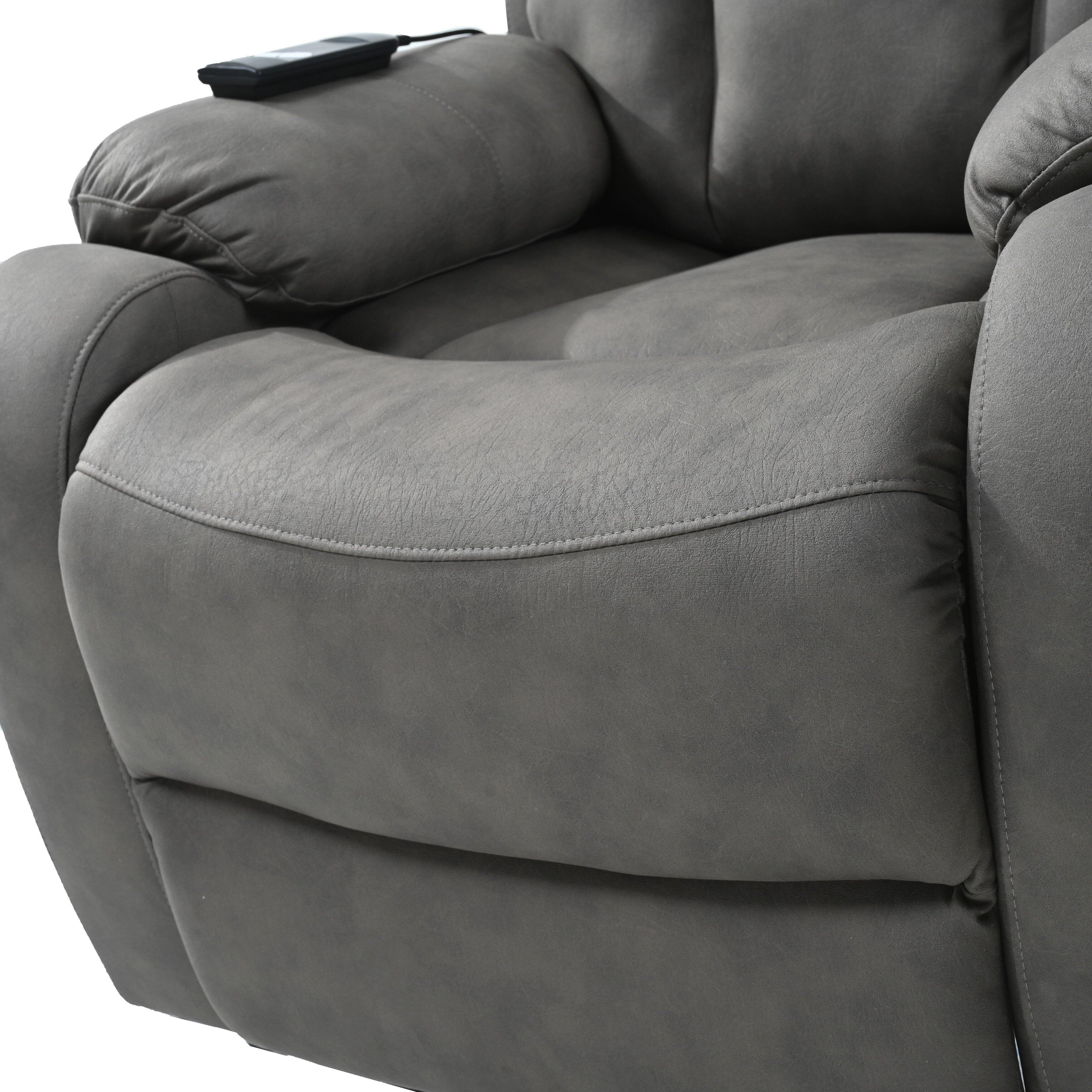 Fauteuil inclinable électrique en tissu pour personnes âgées, avec télécommande, coussin rembourré, poche latérale et cadre robuste