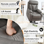 Fauteuil inclinable électrique en tissu pour personnes âgées, avec télécommande, coussin rembourré, poche latérale et cadre robuste