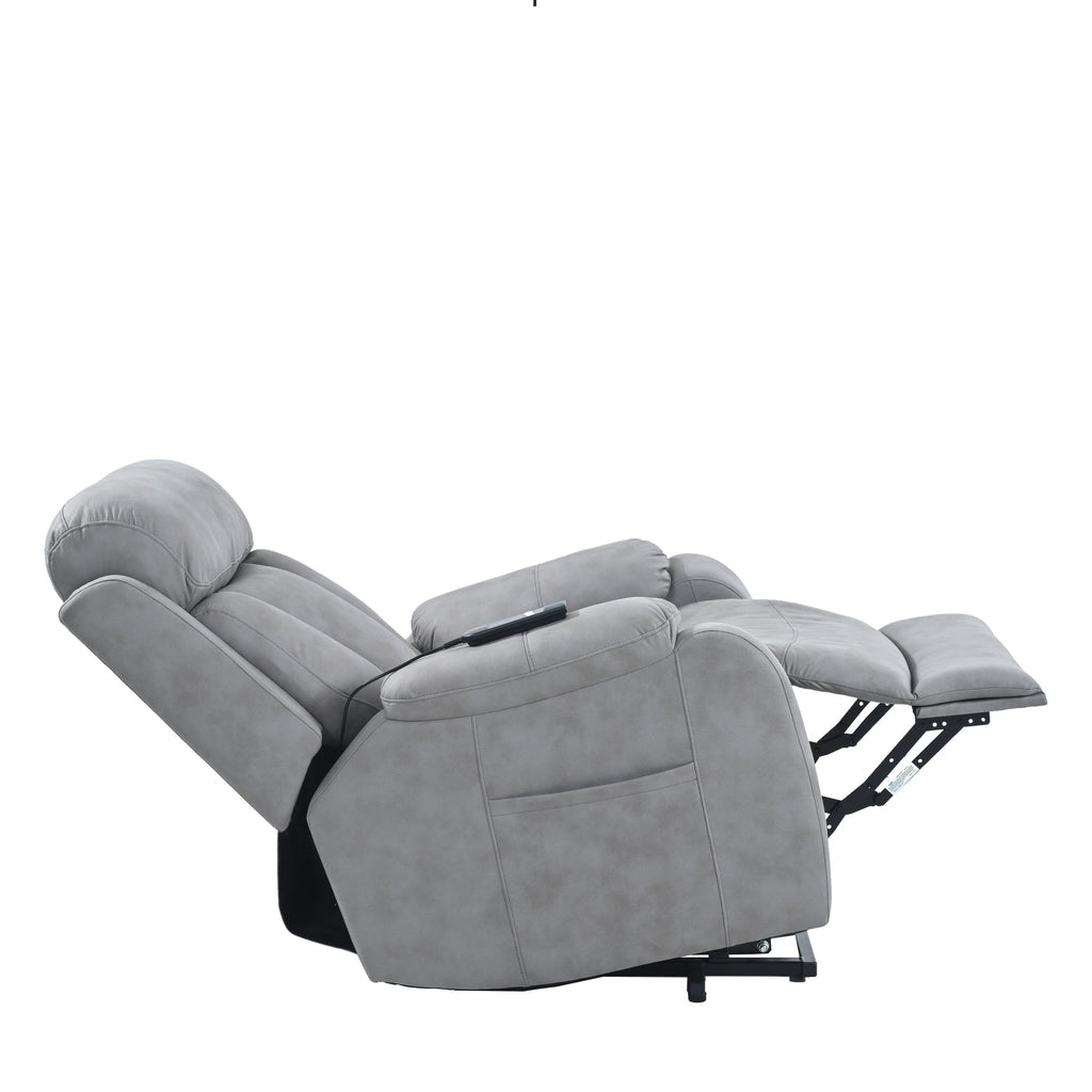 Fauteuil inclinable électrique en tissu pour personnes âgées, avec télécommande, coussin rembourré, poche latérale et cadre robuste