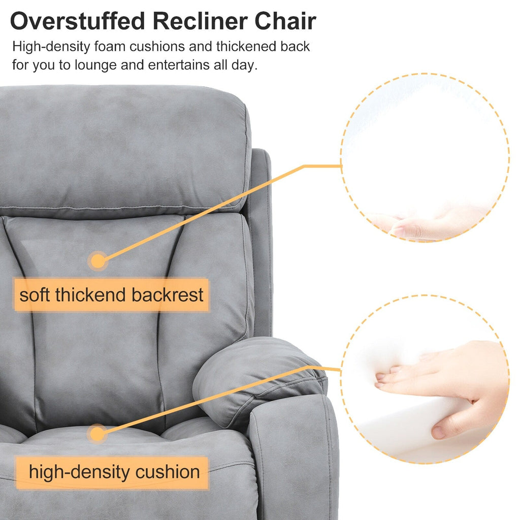 Fauteuil inclinable électrique en tissu pour personnes âgées, avec télécommande, coussin rembourré, poche latérale et cadre robuste