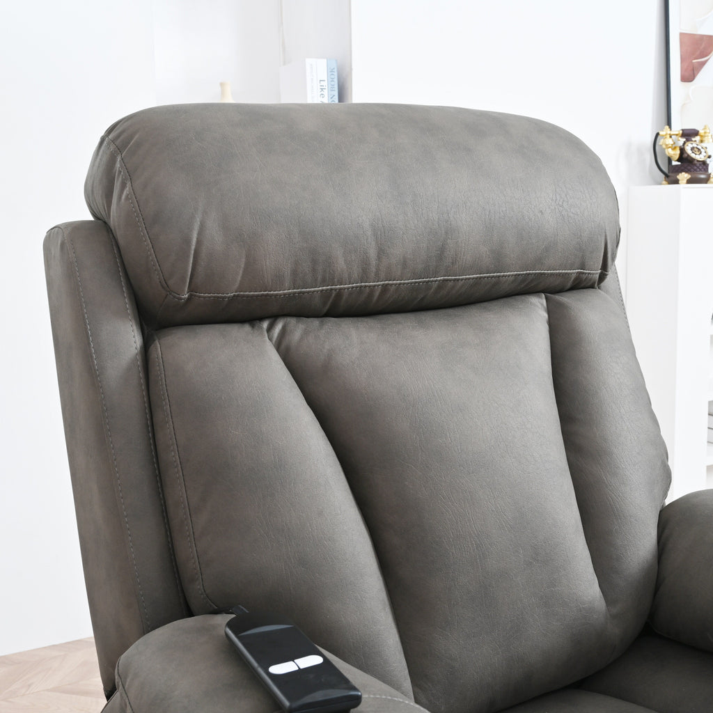 Fauteuil inclinable électrique en tissu pour personnes âgées, avec télécommande, coussin rembourré, poche latérale et cadre robuste