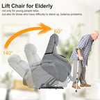 Fauteuil inclinable électrique en tissu pour personnes âgées, avec télécommande, coussin rembourré, poche latérale et cadre robuste