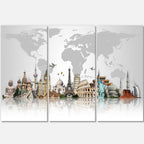 Monuments célèbres du monde entier - Art mural en métal brillant - 36 x 28