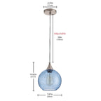 Suspension Farmhouse à 1 lumière en nickel brossé avec abat-jour en verre grainé bleu