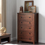 Commode haute en bois à 5 tiroirs de style ferme, idéale pour la chambre à coucher