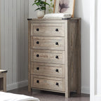 Commode haute en bois à 5 tiroirs de style ferme, idéale pour la chambre à coucher