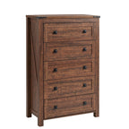 Commode haute en bois à 5 tiroirs de style ferme, idéale pour la chambre à coucher