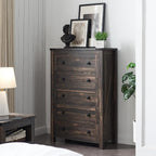 Commode haute en bois à 5 tiroirs de style ferme, idéale pour la chambre à coucher
