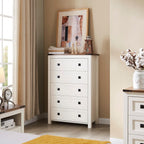 Commode haute en bois à 5 tiroirs de style ferme, idéale pour la chambre à coucher