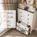 Commode haute en bois à 5 tiroirs de style ferme, idéale pour la chambre à coucher