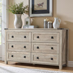 Commode 6 tiroirs style ferme, meuble TV en bois, commode
