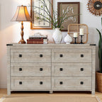 Commode 6 tiroirs style ferme, meuble TV en bois, commode