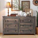 Commode 6 tiroirs style ferme, meuble TV en bois, commode
