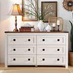 Commode 6 tiroirs style ferme, meuble TV en bois, commode