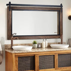Miroir mural de salle de bain en bois naturel de style grange de ferme