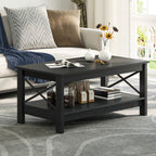 Farmhouse Coffee Table with Storage 2-Tier Center Table for Living Room