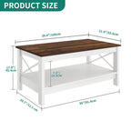 Farmhouse Coffee Table with Storage 2-Tier Center Table for Living Room