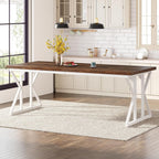 Table à manger de style ferme pour 6 personnes, table de cuisine rectangulaire en bois de 70,8 pouces