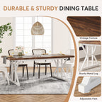 Table à manger de style ferme pour 6 personnes, table de cuisine rectangulaire en bois de 70,8 pouces