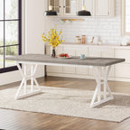 Table à manger de style ferme pour 6 personnes, table de cuisine rectangulaire en bois de 70,8 pouces