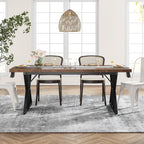 Table à manger de style ferme pour 6 personnes, table de cuisine rectangulaire en bois de 70,8 pouces