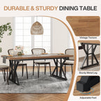 Table à manger de style ferme pour 6 personnes, table de cuisine rectangulaire en bois de 70,8 pouces