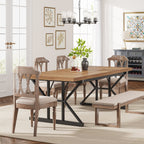 Table à manger de style ferme pour 6 personnes, table de cuisine rectangulaire en bois de 70,8 pouces