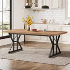 Table à manger de style ferme pour 6 personnes, table de cuisine rectangulaire en bois de 70,8 pouces