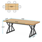 Table à manger de style ferme pour 6 personnes, table de cuisine rectangulaire en bois de 70,8 pouces