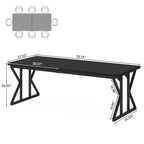 Table à manger de style ferme pour 6 personnes, table de cuisine rectangulaire en bois de 70,8 pouces