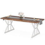 Table à manger de style ferme pour 6 personnes, table de cuisine rectangulaire en bois de 70,8 pouces