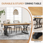 Table à manger de style ferme pour 6 personnes, table de cuisine rectangulaire en bois de 70,8 pouces