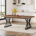 Table à manger de style ferme pour 6 personnes, table de cuisine rectangulaire en bois de 70,8 pouces