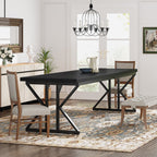 Table à manger de style ferme pour 6 personnes, table de cuisine rectangulaire en bois de 70,8 pouces