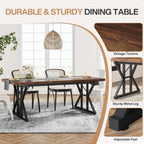 Table à manger de style ferme pour 6 personnes, table de cuisine rectangulaire en bois de 70,8 pouces
