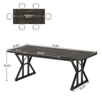 Table à manger de style ferme pour 6 personnes, table de cuisine rectangulaire en bois de 70,8 pouces