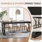 Table à manger de style ferme pour 6 personnes, table de cuisine rectangulaire en bois de 70,8 pouces