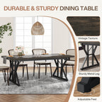 Table à manger de style ferme pour 6 personnes, table de cuisine rectangulaire en bois de 70,8 pouces