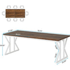 Table à manger de style ferme pour 6 personnes, table de cuisine rectangulaire en bois de 70,8 pouces