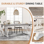 Table à manger de style ferme pour 6 personnes, table de cuisine rectangulaire en bois de 70,8 pouces
