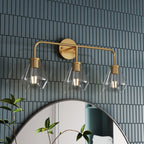 Luminaire de salle de bain Farmhouse Gold à 3 lumières en verre sur miroir
