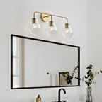 Luminaire de salle de bain Farmhouse Gold à 3 lumières en verre sur miroir