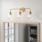 Luminaire de salle de bain Farmhouse Gold à 3 lumières en verre sur miroir
