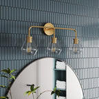 Luminaire de salle de bain Farmhouse Gold à 3 lumières en verre sur miroir