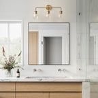 Luminaire de salle de bain Farmhouse Gold à 3 lumières en verre sur miroir